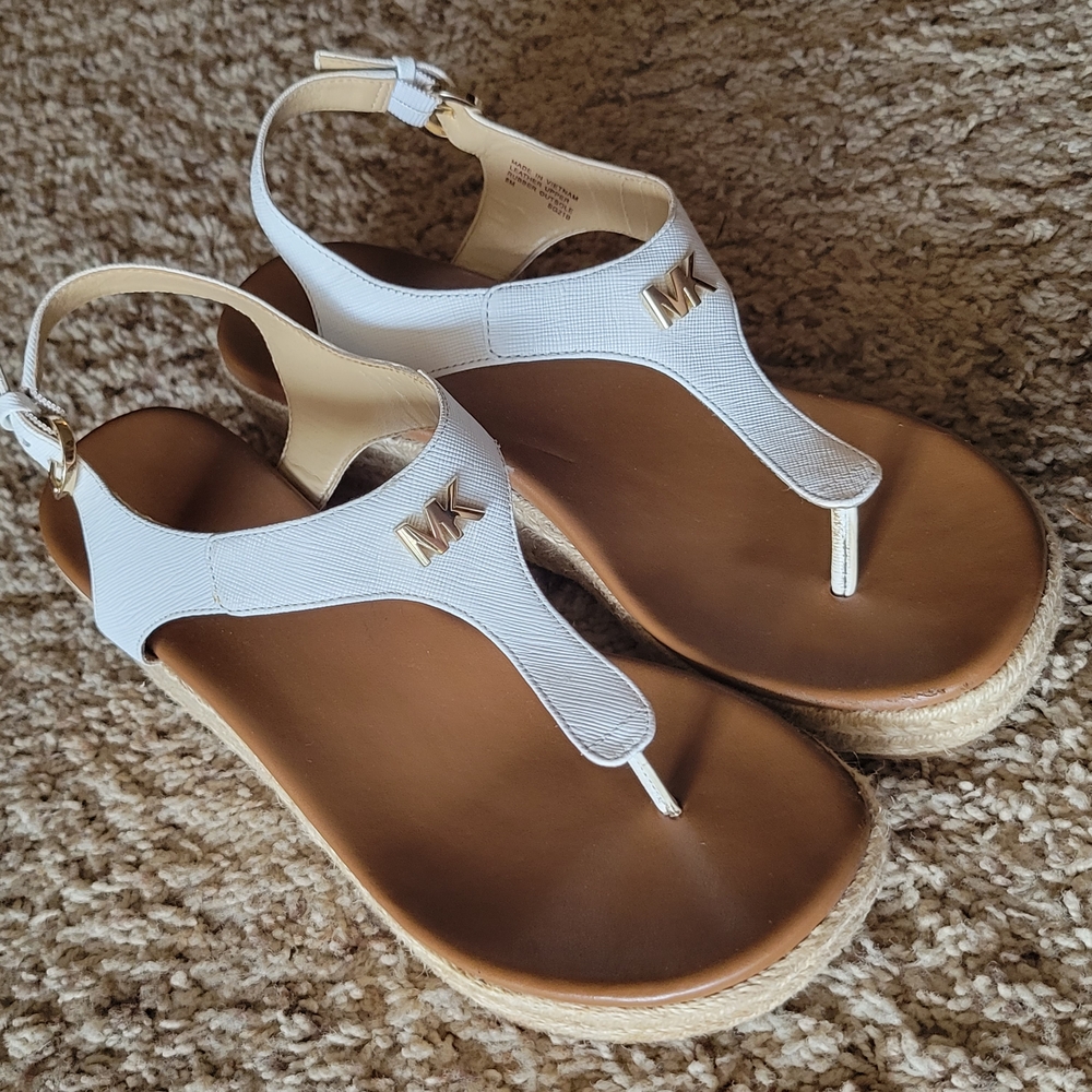 Michael Kors White and Tan Sandals